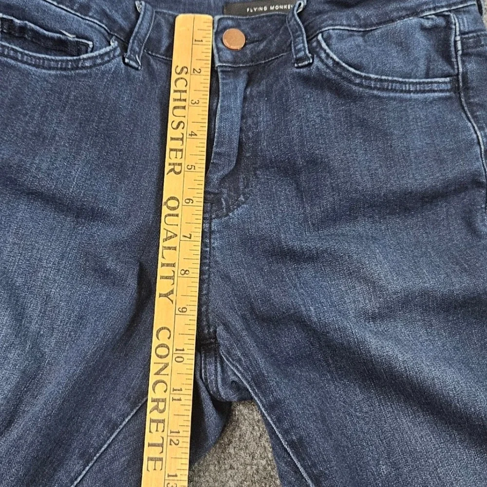 Flying‎ Monkey Flare Jeans Womens 26 Dark Wash Raw Hem Denim Retro Boho Boho